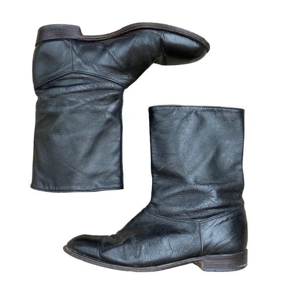 Boulet mens sz 8.5 black leather boots dude boots cowboy boots made in Canada - Picture 1 of 10